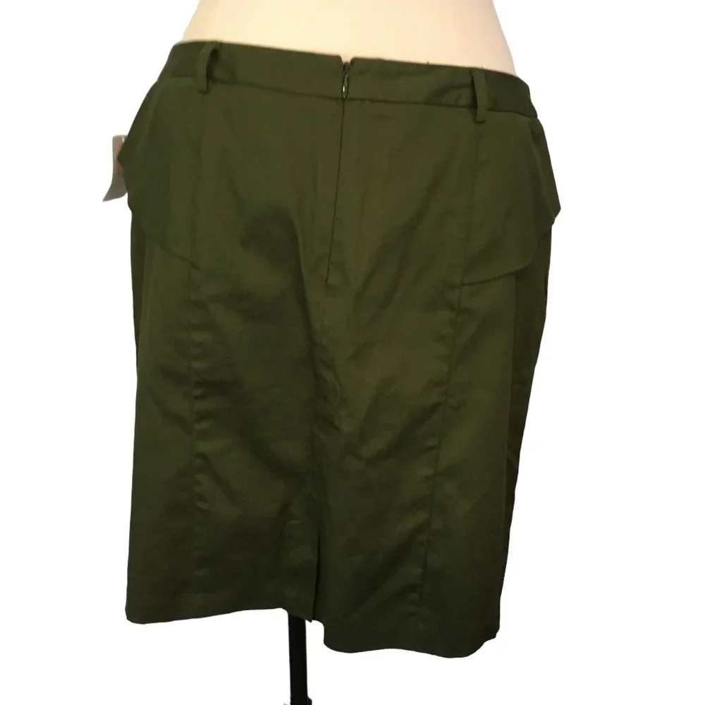 Cato Womens Army Green Midi Straight Short Skirt,‎ size 12, NWT